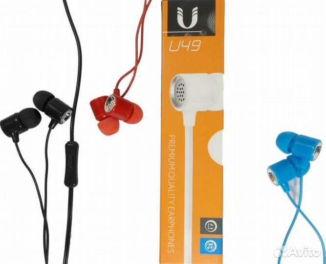 Наушники U49 c микрофоном, Черные