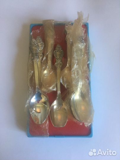 Набор чайные и кофейные ложки мнц посеребреные нов