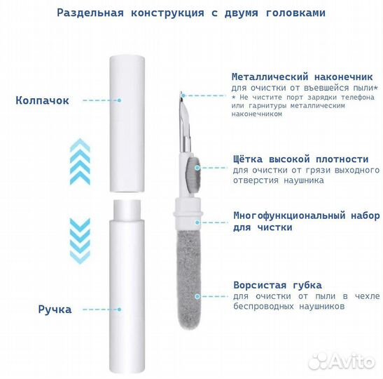 Новая ручка щетка для чистки наушников, телефона