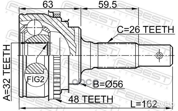 ШРУС наружный 32x56x26 (toyota carina E