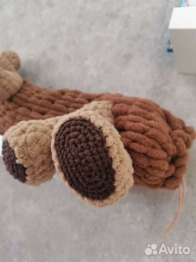 Новая вязанная игрушка медвежонок пижамница