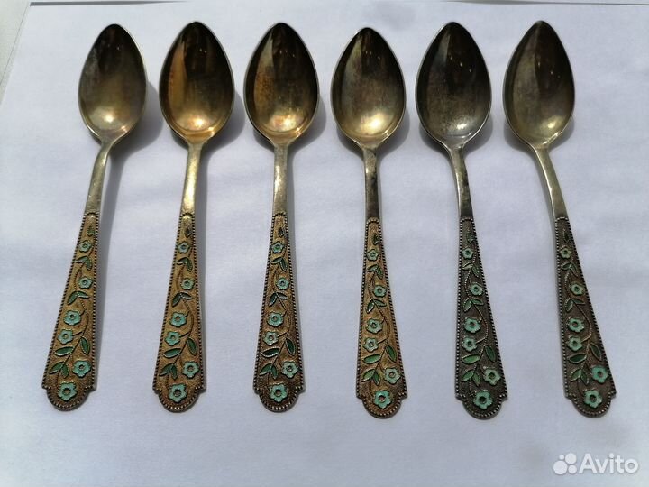 Ложка серебро 875 эмаль