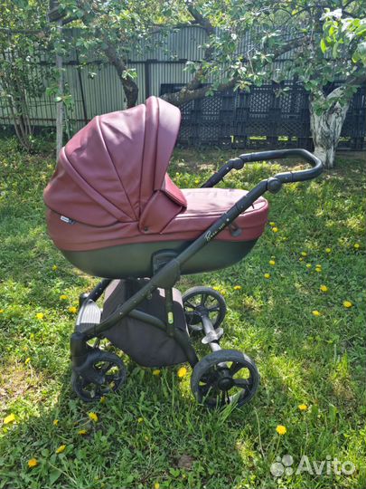 Коляска Roan bass soft 2 в 1 экокожа бордо
