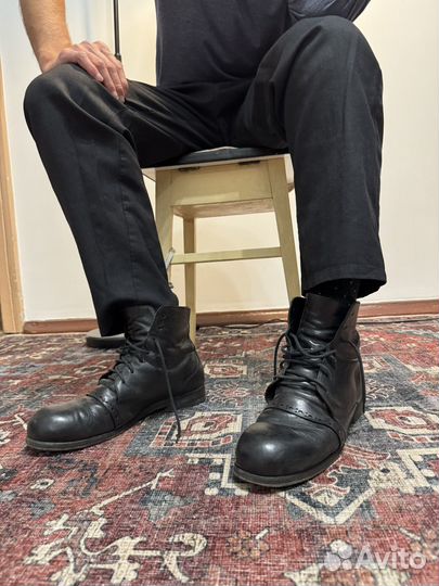 Итальянские кожаные ботинки чёрные