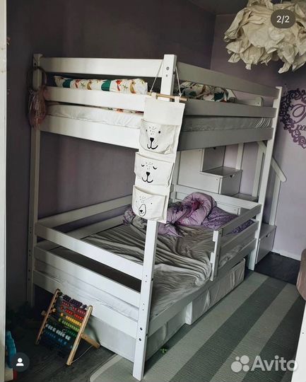 Двухъярусная кровать с лестницей комодом