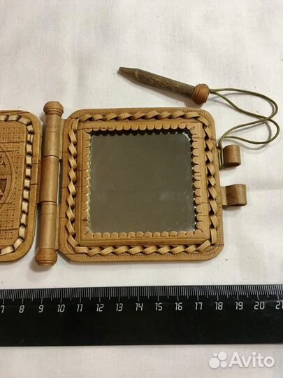 Новое зеркало из бересты карманное