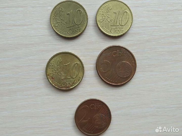 Монеты Европы 1 евро + евроценты