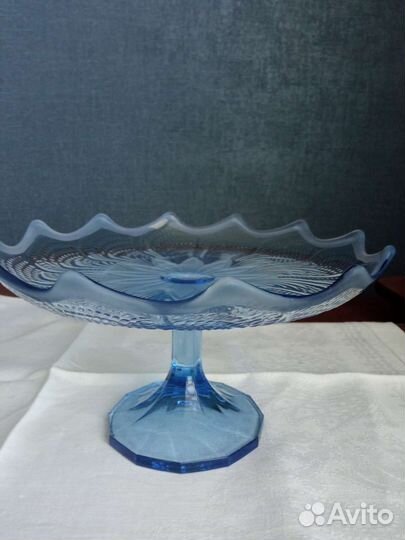 Ваза для фруктов цветное стекло винтаж