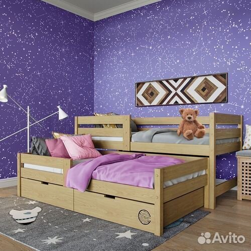 Кроватка из массива для малыша с доп. местом матре