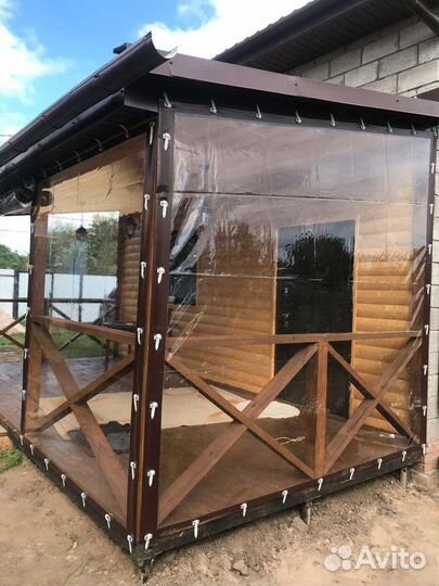 Мягкие панорамные окна на беседку