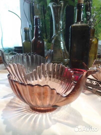 Ваза конфетница цветное стекло