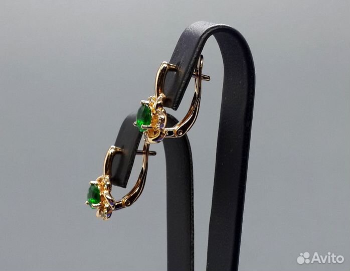 Позолоченные серьги с цирконами с2700-2702 (много)