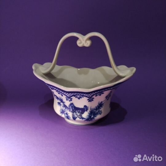 Ваза Фарфоровая Корзинка Глухарь Коростень 1970-е