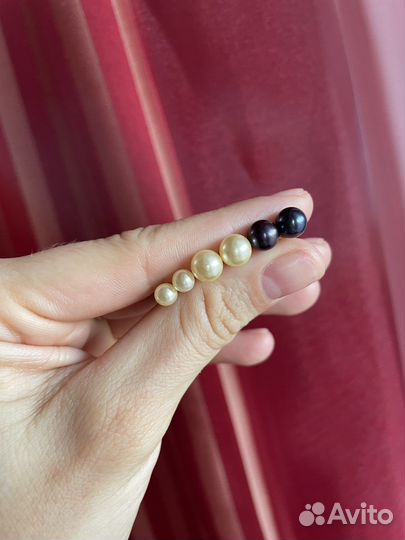 Серьги-пусеты жемчуг натуральный черный и белый
