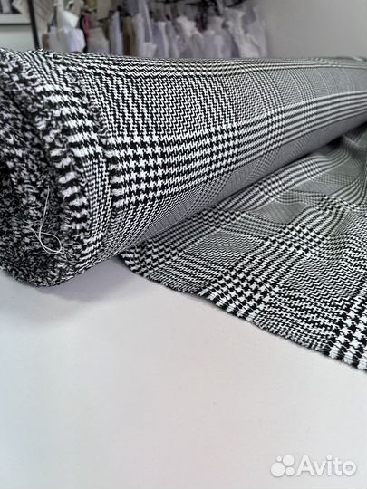 Ткань костюмная клетка гусиная лапка