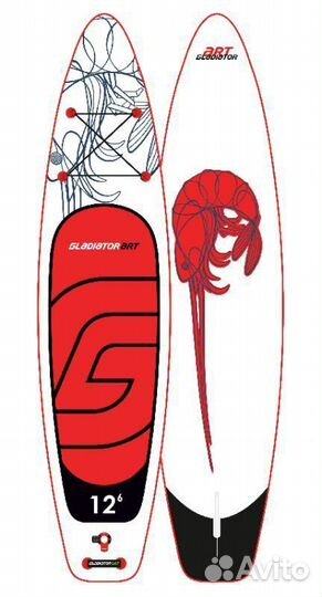 SUP Board gladiator ART 12.6 красный/белый