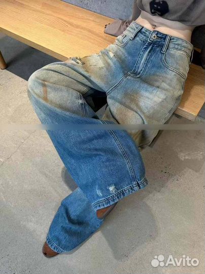 Джинсы женские крутые широкие (Корея) S M L