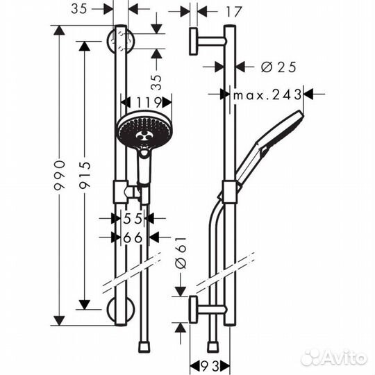 Душевой гарнитур Hansgrohe Raindance Select S 120