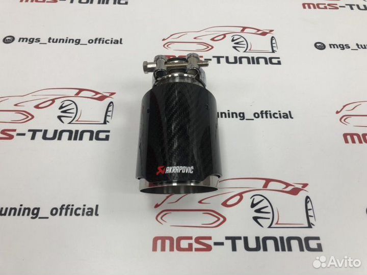 Насадка Akrapovic глянец карбон одинарная 89 мм