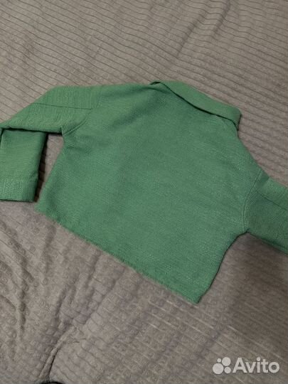 Твидовый жакет зеленый