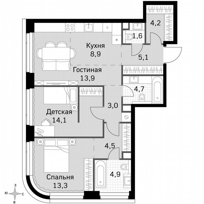 2-к. квартира, 78,2 м², 38/49 эт.