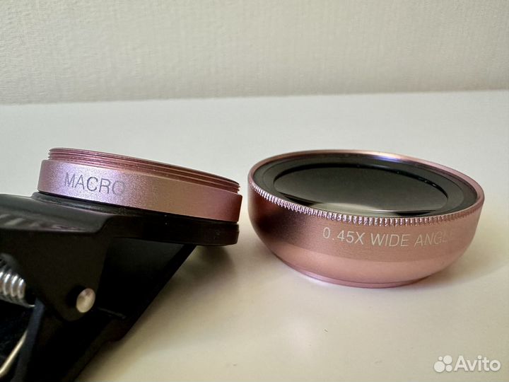 Макролинза для телефона розовая