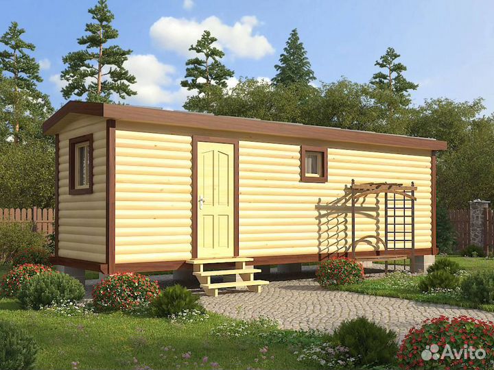 Мобильная баня под ключ 2,3х8 м