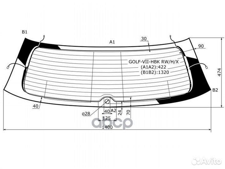 Стекло заднее с обогревом volkswagen golf VII 3