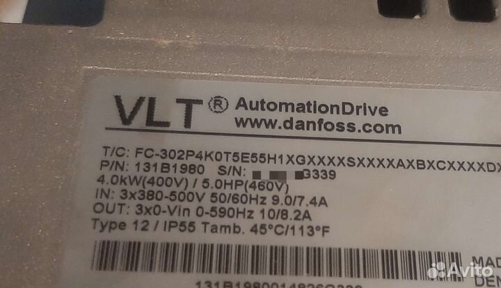 Частотный преобразователь danfoss fc302