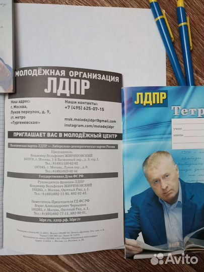 Лдпр тетради и ручки с символикой