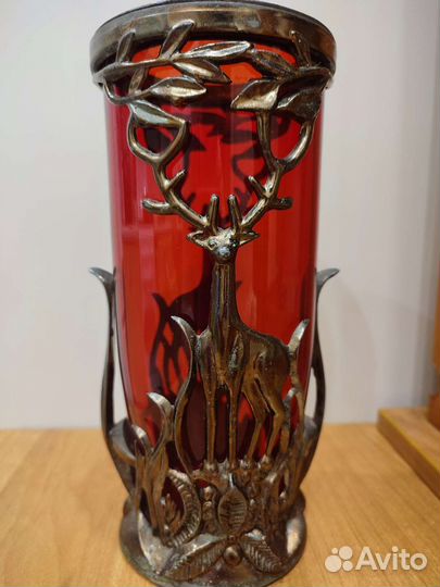 Ваза для цветов рубиновое стекло СССР