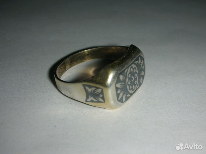 Перстень женский, серебро 925, чернь, Россия