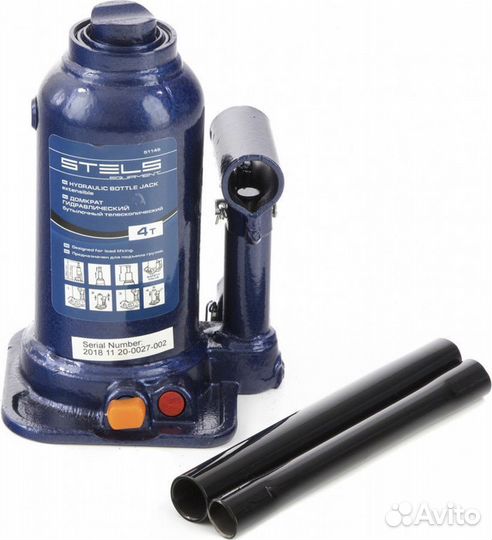 Домкрат Stels бутылочный 4 т, подъем 170-420 мм