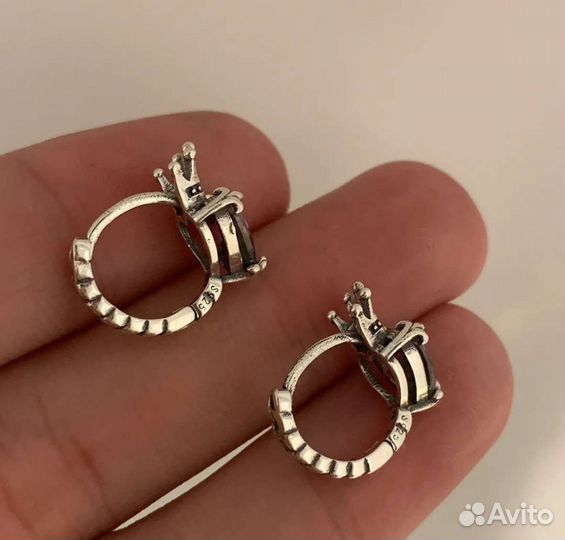 Серебряные серьги корона Chanel