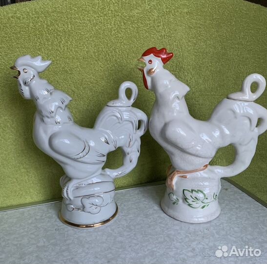 Статуэтки снегири, собака, штофы