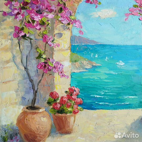 Картина маслом на холсте. Южный пейзаж