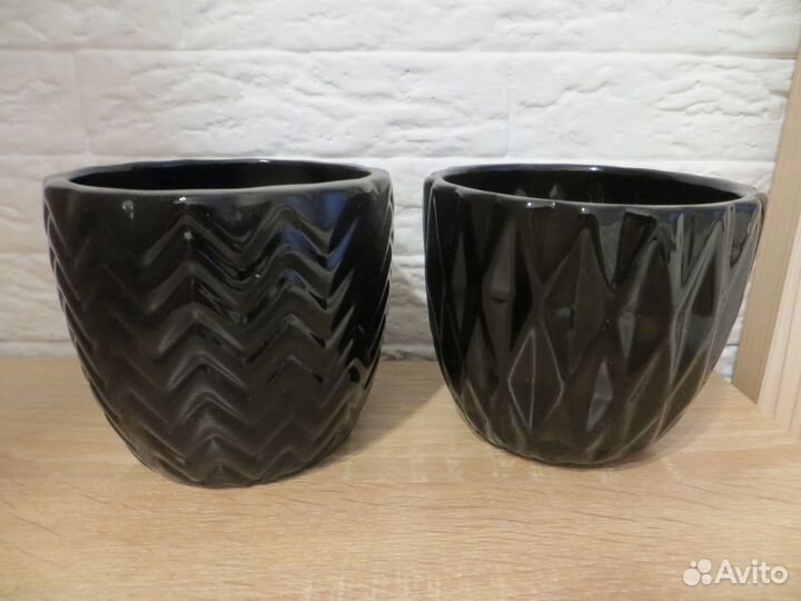 Горшки для цветов 3шт и декор(всё новое,керамика)