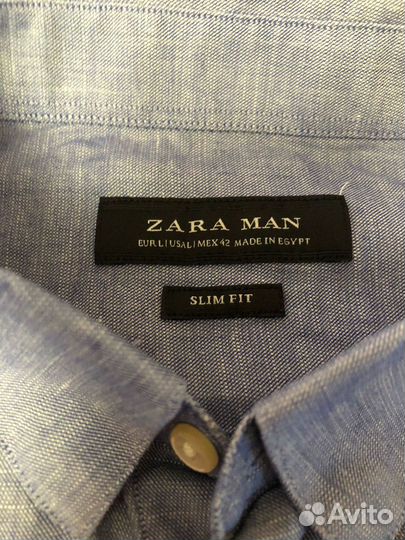 Рубашка zara man лен/хлопок