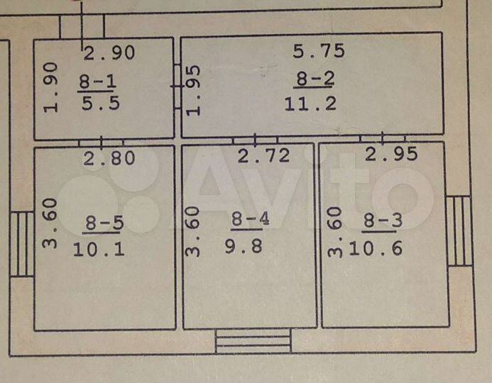 3-к. квартира, 47 м², 2/2 эт.