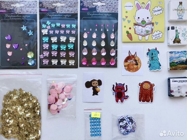 Наклейки Стразы Пайетки Конфетти Стикеры