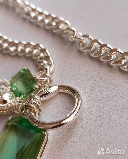 Ralph Lauren новое колье с зелёными подвесками