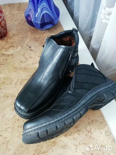 Ботинки на змейках муж новые кожаные зимние 41р