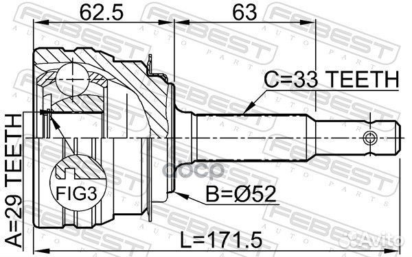 Шрус наружный 29x52x33 1110ESP Febest