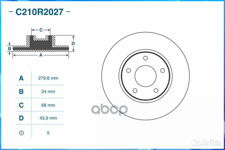 Диск тормозной передний, nissan C210R2027 cworks