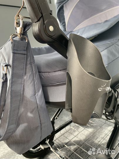 Коляска Aroteam 2в1 синяя с надувными колесами