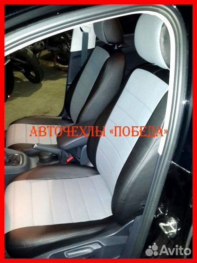 Чехлы Volkswagen Jetta 6 из экокожи чёрно-серые