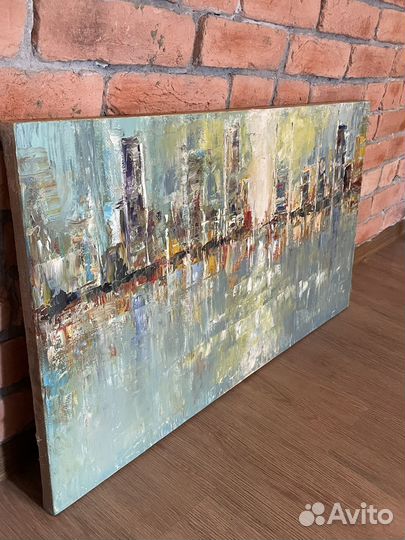 Картина маслом абстракция город