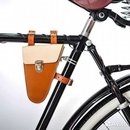 Сумка для велосипеда на раму из кожи