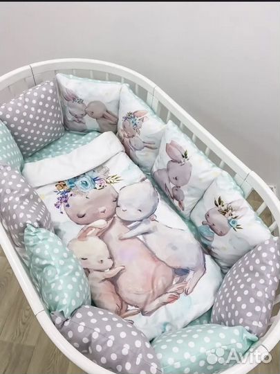 Бортики в детскую кроватку с одеялком