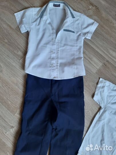 Рубашка школьная 128, брюки, кофта, шорты